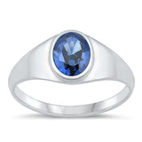 Sterling Silver Blue Sapphire CZ Ring