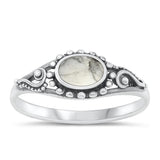 Sterling Silver White Buffalo Turquoise Bali Ring