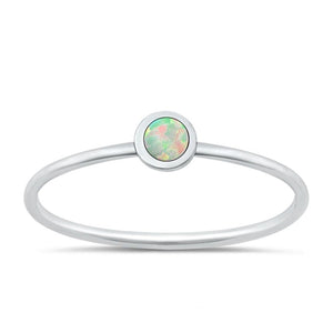 Sterling Silver White Lab Opal Ring