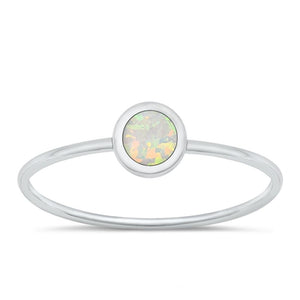 Sterling Silver White Lab Opal Ring