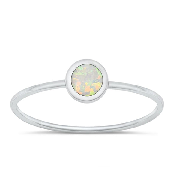 Sterling Silver White Lab Opal Ring