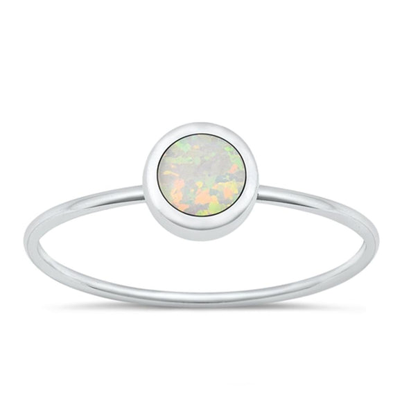 Sterling Silver White Lab Opal Ring