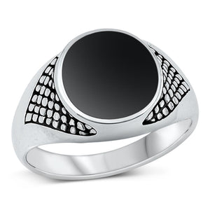 Sterling Silver Black Agate Signet Ring