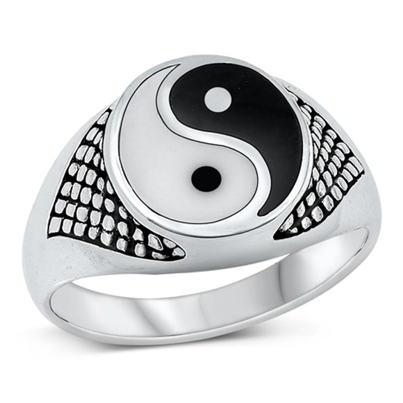 Sterling Silver Yin Yang Signet Ring