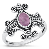 Sterling Silver Genuine Amethyst Cross Ring