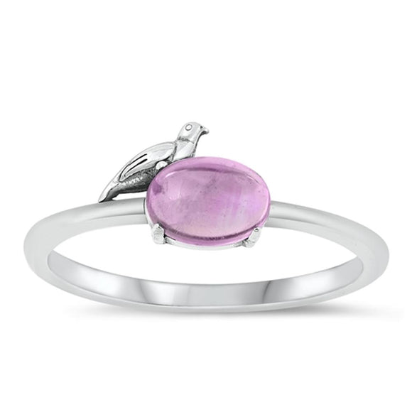 Sterling Silver Genuine Amethyst Bird Ring