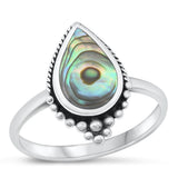 Sterling Silver Abalone Bali Ring