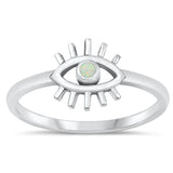 Sterling Silver White Lab Opal Eye Ring