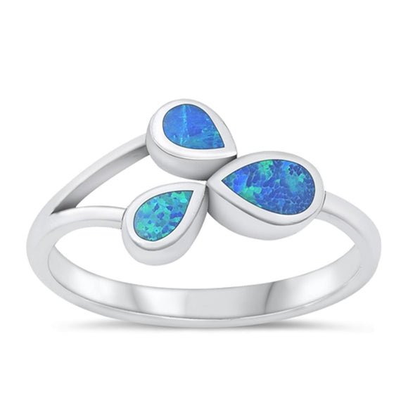 Sterling Silver Blue Lab Opal Ring