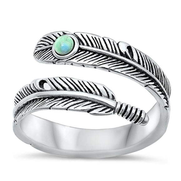 Sterling Silver Turquoise Feather Ring