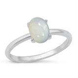 Sterling Silver White Lab Opal Stone Ring