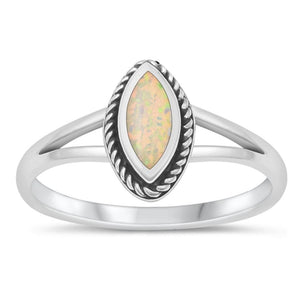 Sterling Silver White Lab Opal Ring