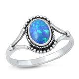 Sterling Silver Blue Lab Opal Ring