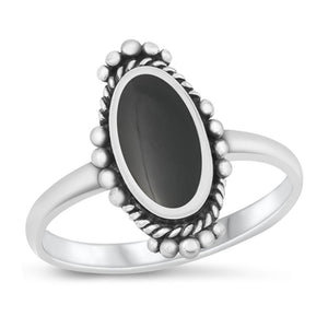 Sterling Silver Black Agate Cocktail Ring