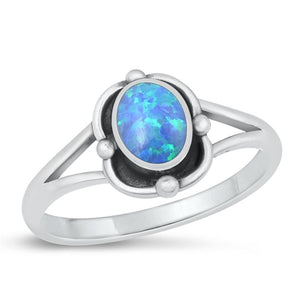 Sterling Silver Blue Lab Opal Ring