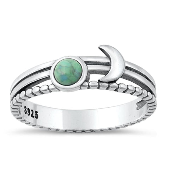 Sterling Silver Turquoise Moon Ring