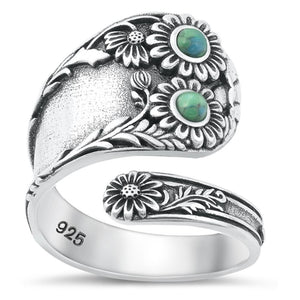 Sterling Silver Turquoise Spoon Ring