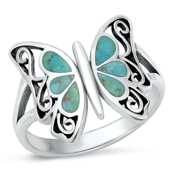 Sterling Silver Turquoise Butterfly Ring