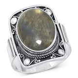 Sterling Silver Bali Labradorite Ring