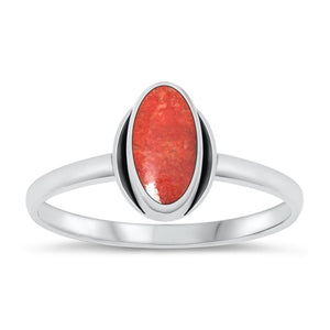 Sterling Silver Red Coral Ring