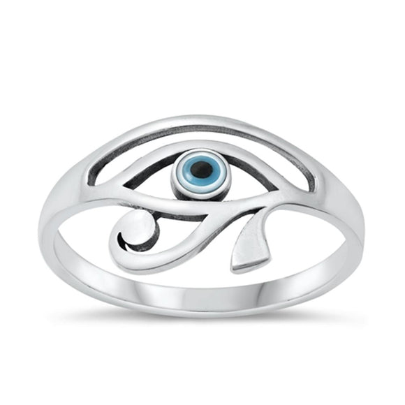 Sterling Silver Mother of Pearl Evil Eye Ring