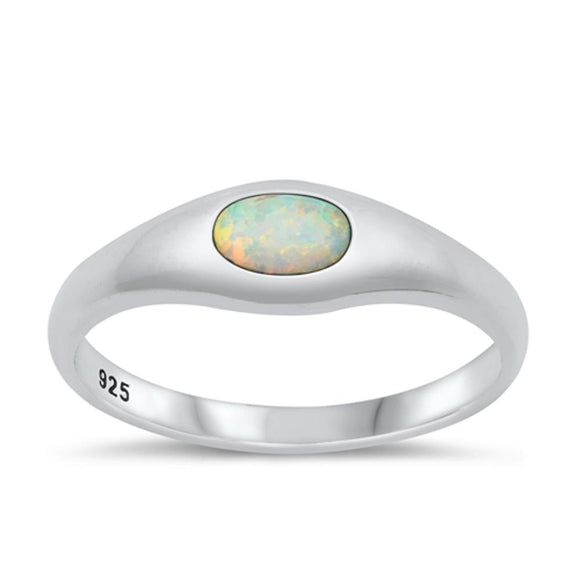 Sterling Silver White Lab Opal Ring