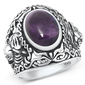 Sterling Silver Amethyst Tiger Ring