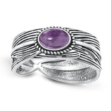 Sterling Silver Amethyst Feather Ring