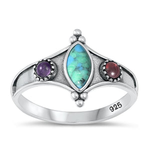 Sterling Silver Turquoise Bali Ring