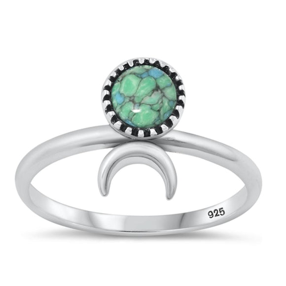 Sterling Silver Turquoise Moon Ring