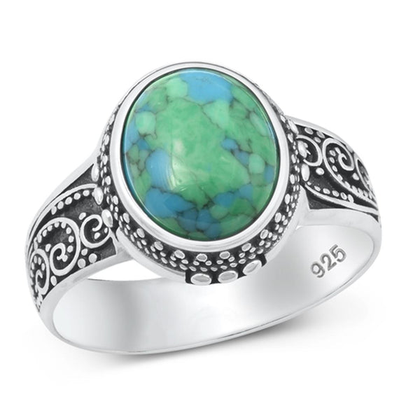 Sterling Silver Turquoise Bali Ring