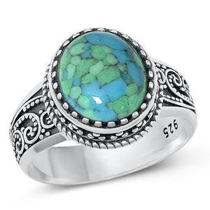 Sterling Silver Turquoise Bali Ring