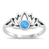 Sterling Silver Blue Lab Opal Lotus Ring