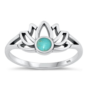 Sterling Silver Turquoise Lotus Flower Ring