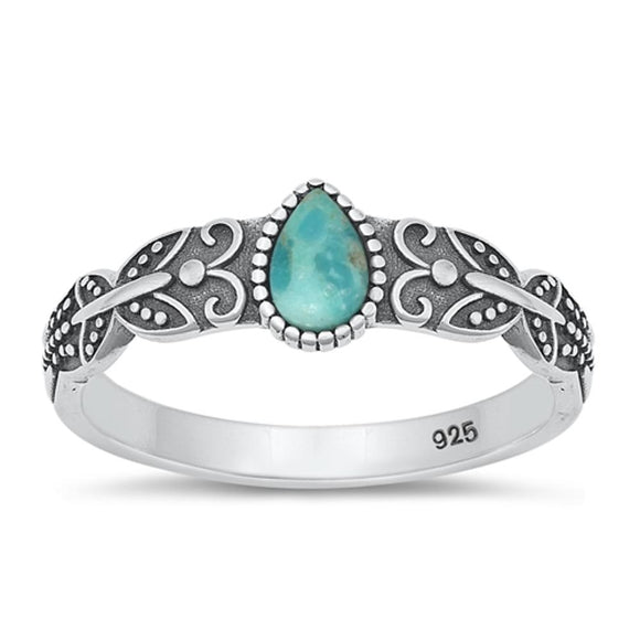 Sterling Silver Turquoise Bali Ring