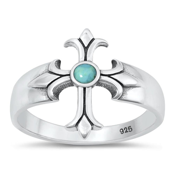 Sterling Silver Turquoise Cross Ring