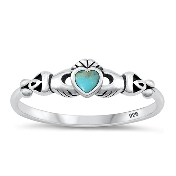 Sterling Silver Turquoise Claddagh Ring