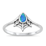 Sterling Silver Blue Lab Opal Spiderweb Ring