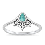 Sterling Silver Turquoise Spiderweb Chevron Ring