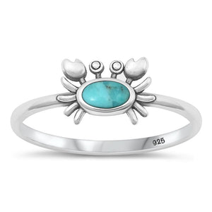 Sterling Silver Turquoise Crab Ring