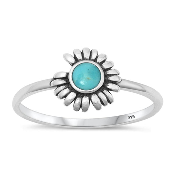 Sterling Silver Turquoise Daisy Ring