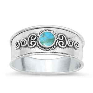 Sterling Silver Turquoise Bali Ring