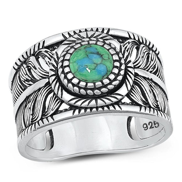 Sterling Silver Turquoise Bali Ring