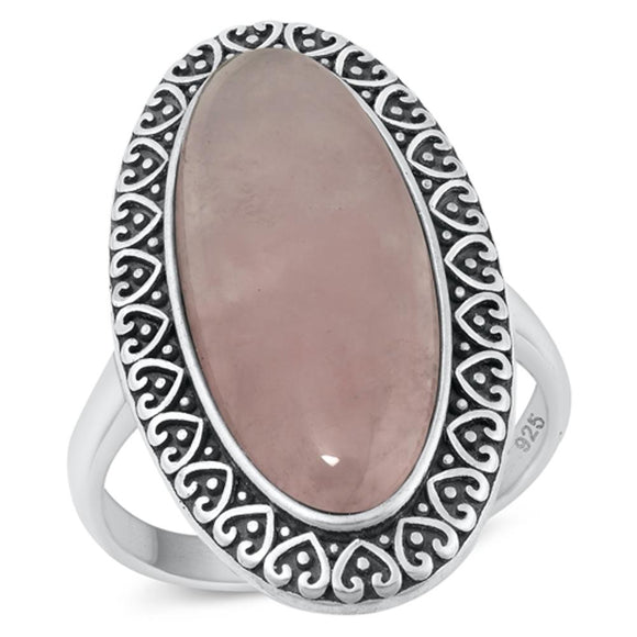 Sterling Silver Genuine Rose Quartz Ring