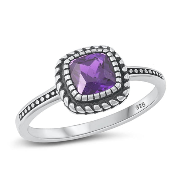 Sterling Silver Amethyst CZ Ring