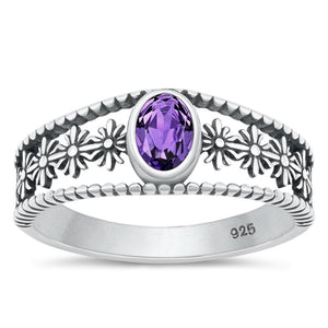 Sterling Silver Genuine Amethyst Ring