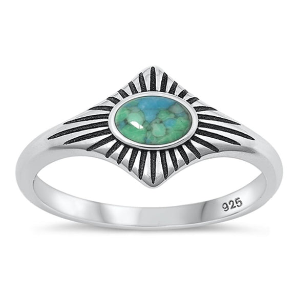 Sterling Silver Turquoise Sunbeam Ring