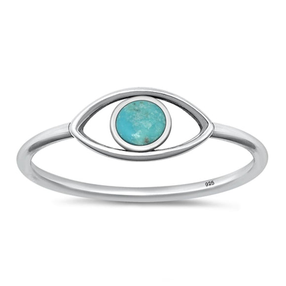 Sterling Silver Turquoise Protective Eye Ring