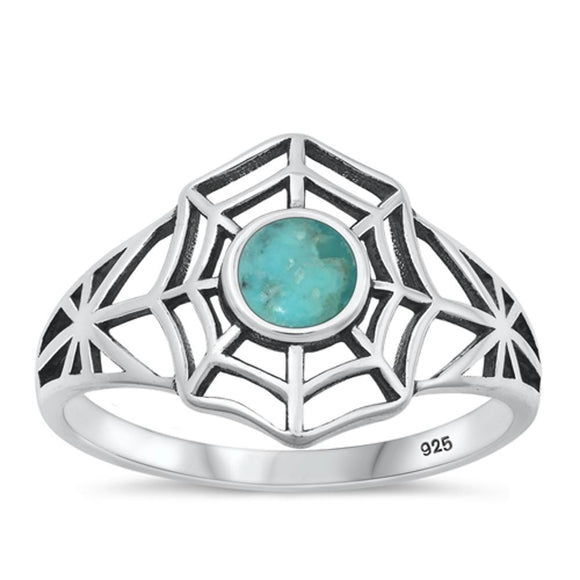 Sterling Silver Turquoise Spiderweb Ring