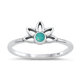 Sterling Silver Lotus Flower Turquoise Ring